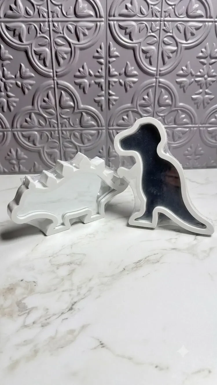 Dinosaur Shaped Wall Tabletop Mirrors White Set of 2 - T-Rex Stegosaurus NEW